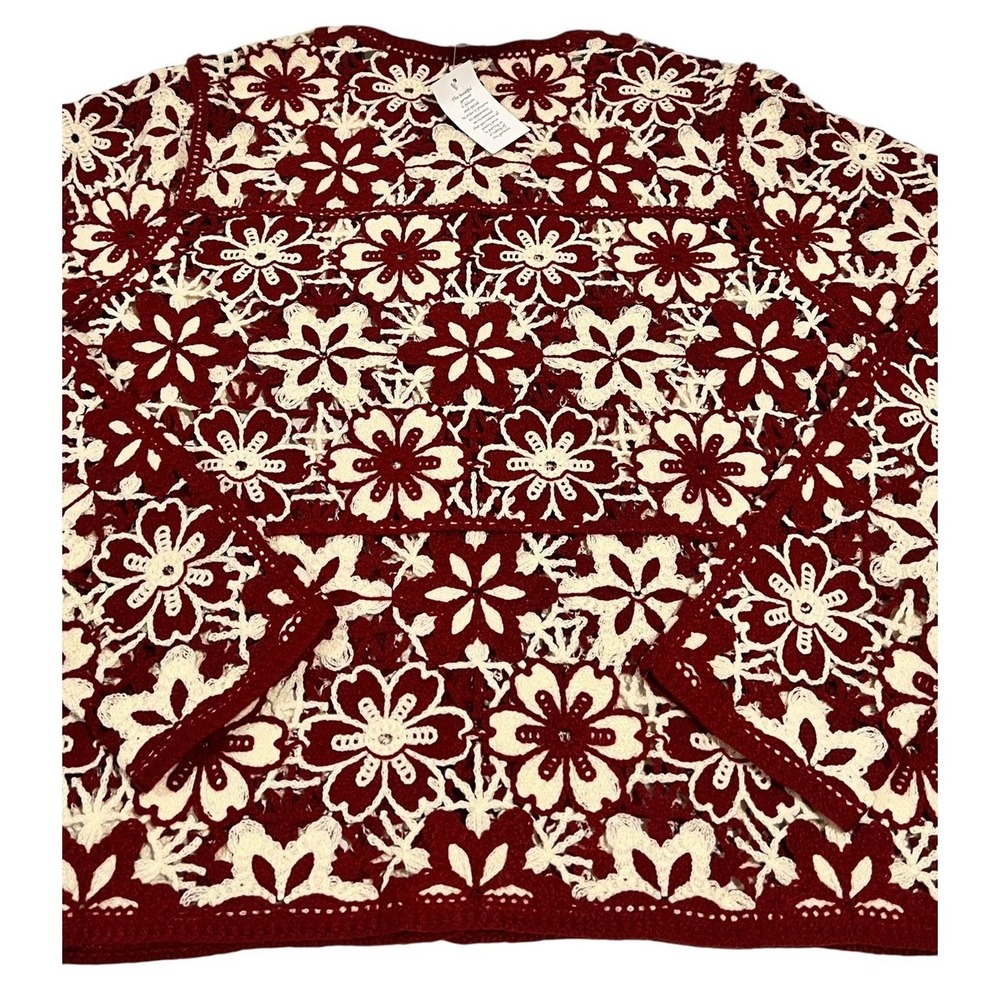 NWT Susan Graver Floral Crochet‎ Lace Button Front Cardigan S - Picture 11 of 13